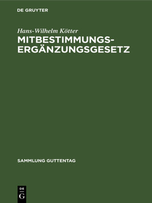 cover image of Mitbestimmungs-Ergänzungsgesetz